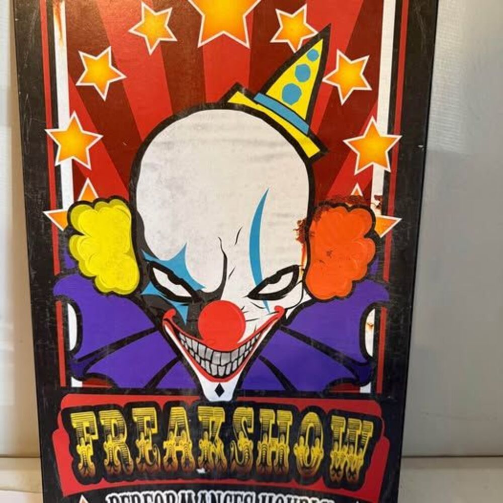 Freakshow Clown Metal Sign. Halloween  Decor